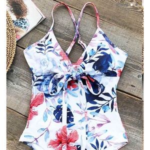One piece cross back swim suit